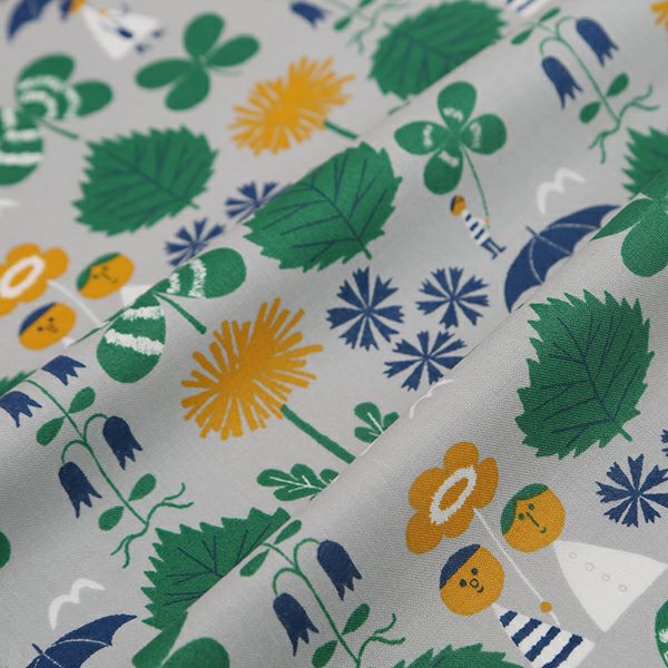 kippis シーチング生地 Juni/6月の喜び グレー｜手作り・ハンドメイド 