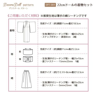 ゆり様確認用　ミニチュア着物　裁断生地 Decora Doll デコラドールパターン22cmドールの着物セット実物