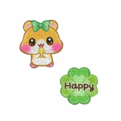 ワッペン ふぁんしーあにまるず ハムスター&クローバー｜手作り