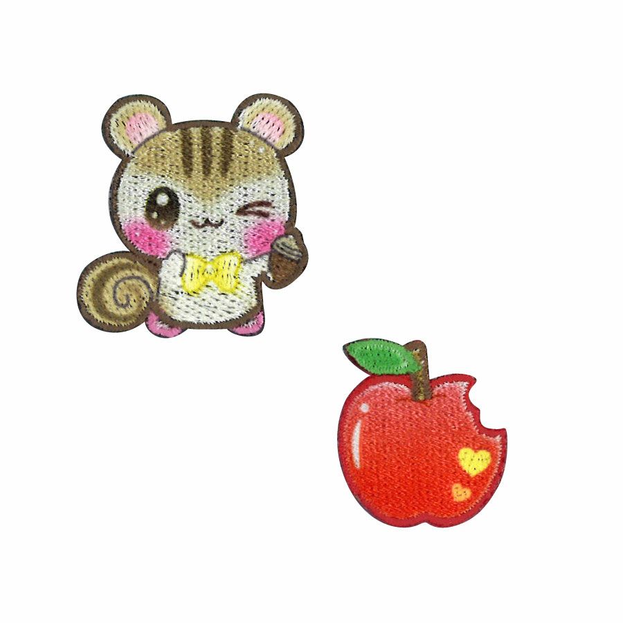 ワッペン ふぁんしーあにまるず りす&りんご｜手作り・ハンドメイド