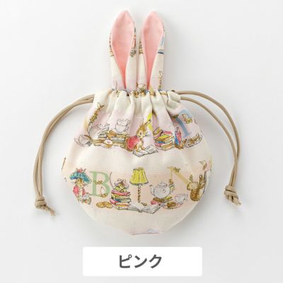 数量5から】 生地 『Wガーゼ ぬいぐるみうさぎと花 ピンク