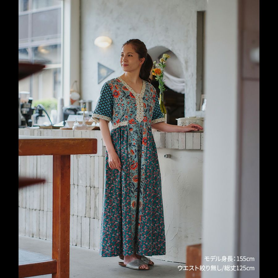 キット＞ SOULEIADO ワンピース-Rani- グリーン｜手作り・ハンドメイド