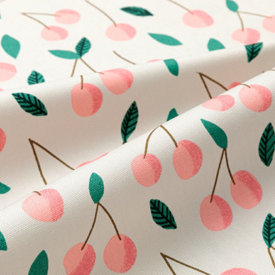 kippis オックス生地 Kirsikka/さくらんぼ ライトグレー｜手作り